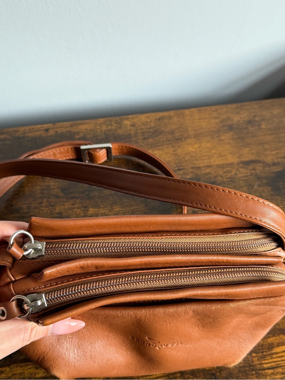 Bruno Rossi Made in Italy Brown Leather Crossbody Handbag Purse Like New - Picture 6 of 12